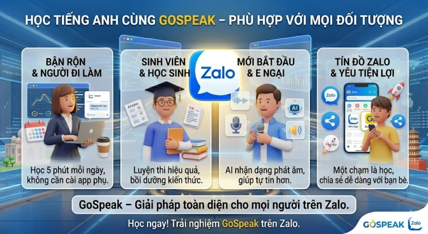 Học Tiếng Anh Cùng GoSpeak Ngay Trên Zalo – Giải Pháp Đột Phá Cho Người Bận Rộn
