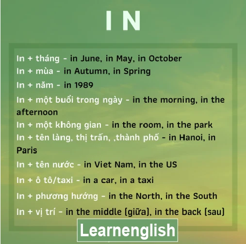 Cách sử dụng các giới từ căn bản và thông dụng nhất trong tiếng Anh