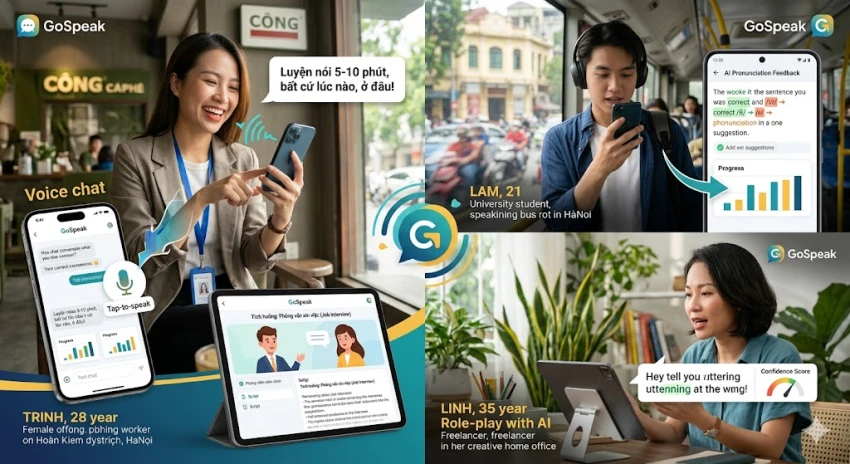 GoSpeak: Ứng dụng học tiếng Anh “nói thật – học thật” dành cho người bận rộn